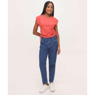 Imagem de Calça Mom Jeans Bolsos Cintura Alta-16329 - Vizzy Jeans, Jeans azul, 3