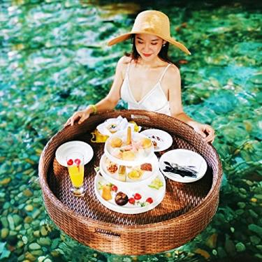 Imagem de Bandeja flutuante de buffet de servir para mesa de café da manhã, espuma durável, resistente a UV, bandeja de piscina flutuante para piscina ou festa na praia