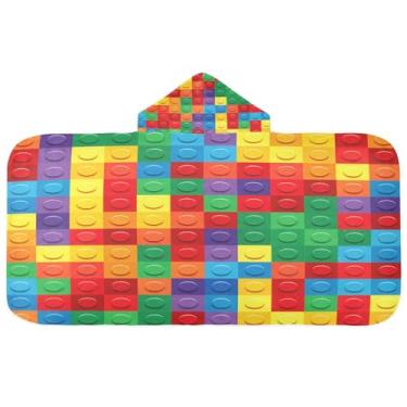 Imagem de CEBUGI Building Blocks Toalha de banho com capuz para crianças toalha de banho macia absorvente com capuz 127 x 59,7 cm toalha de banho de praia para meninos e meninas