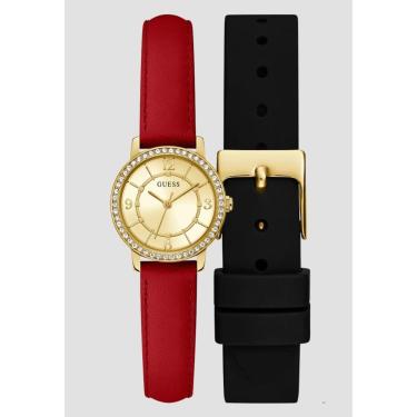 Imagem de Relógio Guess Redondo Cristais Troca Pulseira Vermelho-Feminino
