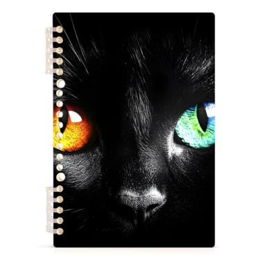 Imagem de Burbuja Caderno Black Cat Eyes, papel pautado universitário A5 com 60 folhas, fichário para escritório, 1 pacote