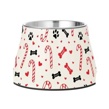 Imagem de Burbuja Tigela de ração de aço inoxidável para cães Candy Cane para comida e água, antiderrapante para cães médios e gatos, 590 ml