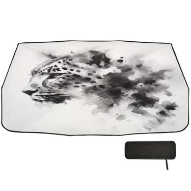 Imagem de Burbuja Guarda-sol de para-brisa de carro, guarda-chuva de para-sol em aquarela leopardo dobrável para bloqueio de raios UV e calor solar, adequado para caminhonete Sedan SUV na maioria dos veículos