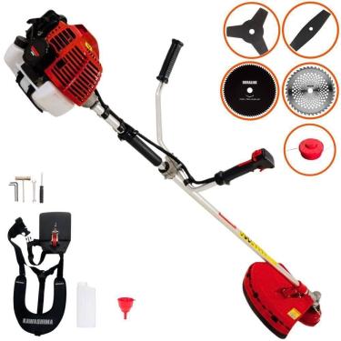 Imagem de Roçadeira Profissional Lateral Kawashima Kw52l À Gasolina 52c 2,5hp + Faca 2 Pontas 330mm + Faca 40 Dentes 255mm + Faca