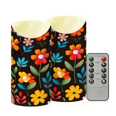 Imagem de Wassud Flores da primavera velas sem chama com controle remoto, velas realistas cintilantes com temporizador, velas decorativas para Natal, casamento, festa, decoração de casa média