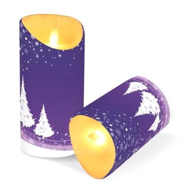 Imagem de ATTX Pacote com 2 velas brancas para árvores de Natal – 7,6 cm x 9,9 cm de LED com controle remoto e temporizador para casa, casamento, decoração de acampamento #518