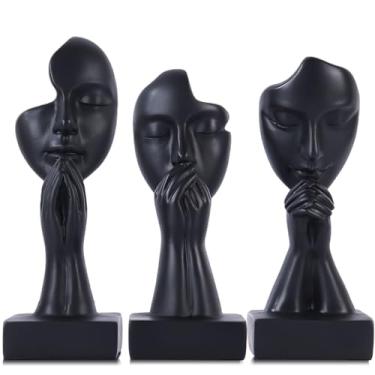 Imagem de Conjunto 3 estátuas de oração abstrata, estatuetas modernas de oração da paz, detalhes para decoração de prateleira, escultura de arte abstrata, decoração de casa para sala de estar, quarto