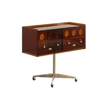 Imagem de Suporte para armazenamento de CDs Móvel retrô para discos de vinil, leve e luxuoso, com rodízios