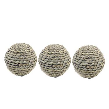 Imagem de 1 bola redonda de vime de tecido para hamsters, porquinhos-da-índia e animais, palha natural, mastigar, bola de grama de água ecológica para mastigar e mastigar