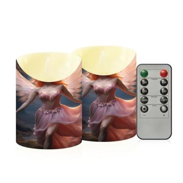 Imagem de Wassud Anjo na floresta velas sem chama com controle remoto, velas realistas cintilantes com temporizador, velas decorativas para Natal, casamento, festa, decoração de casa pequena