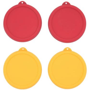Imagem de Kiicii 2 tampas redondas de silicone de substituição para âncora e pirex 7200-PC tigelas de vidro (recipiente não incluído) (vermelho e laranja) pacote com 4