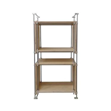 Imagem de Suporte para armazenamento de CDs Aparador/saco de sofá aberto em madeira para guardar discos vinil, com suporte aço inoxidável