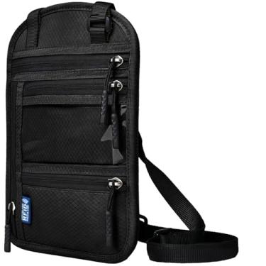 Imagem de vastsky Carteira de pescoço de viagem com bloqueio de RFID – Suporte oculto para passaporte e bolsa antifurto para dinheiro para homens e mulheres, organizador de viagem oculto leve com alça ajustável