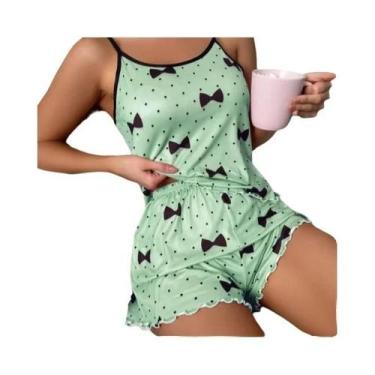 Imagem de Conjunto De Pijamas Femininos Com Estampa De Coração Azul, Confortável