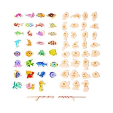 Imagem de Brinquedos De Pesca Magnéticos De Madeira Montessori Para Crianças, Me