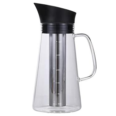 Imagem de Máquina de Café Cold Brew Chaleira Extração Fria Gelado Vidro Aço Inoxidável Hermético Temperatura Aquecível Filtração Fina Prática Bebidas Frias e Quentes Casa Escritório