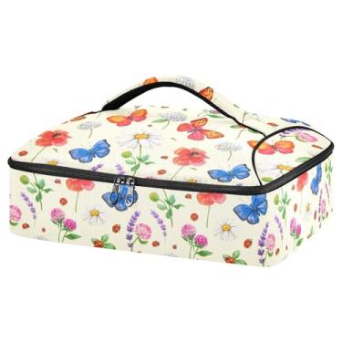 Imagem de CEBUGI Porta-caçarola com isolamento de borboletas para alimentos quentes ou frios, transportador isolado de alimentos para festas potluck/piquenique/churrascos, serve para 23 x 33 cm