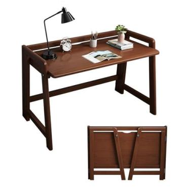 Imagem de Mesa pequena dobrável, mesa de escritório de estilo simples moderno mesa de escritório industrial, mesa de laptop resistente para escritório em casa, sem necessidade de montagem (85 cm/33,4 pol, cor