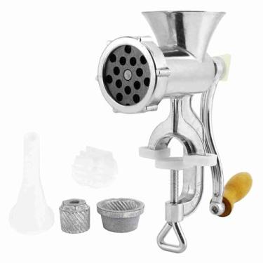 Imagem de Asixxsix Moedor de carne manual, Moçador de carne de liga de alumínio pesado com lâminas de aço inoxidável, salsicha Stuffer ferramenta cozinha para de porco de cordeiro