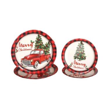 Imagem de Conjunto De 16 Copos De Papel Descartáveis Com Tema De Árvore De Natal