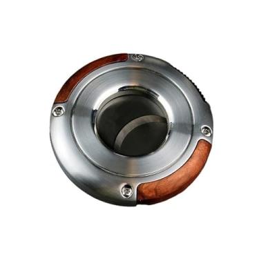 Imagem de JDIME Cortador de charuto redondo de luxo de aço inoxidável de dois gumes 62 tesouras perfuradoras caixa de presente (Redwood Chrome)