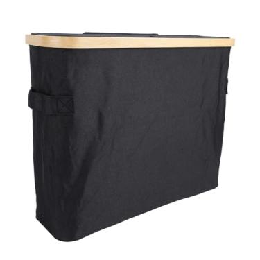 Imagem de Dioche Cesta de Armazenamento de Papel Higiênico Organizador Dobrável Com Tampa Pano Oxford de Bambu à Prova D'água e Poeira Banheiro Essencial para Escritório Doméstico (Preta)