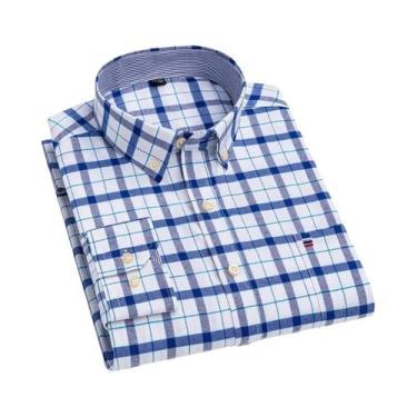 Imagem de Camisa Social Casual Masculina De Manga Longa Em Oxford 100% Algodão, 
