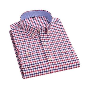 Imagem de Camisa Social Casual Masculina De Manga Longa Em Oxford 100% Algodão, 