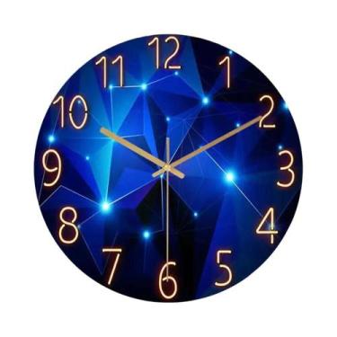 Imagem de Relógio De Parede Azul Escuro De 12 Polegadas Com Elementos Geométrico