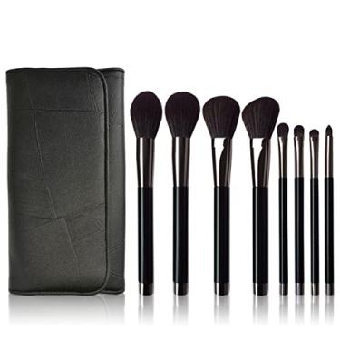 Imagem de Feiyxu Conjunto de pincéis de maquiagem coloridos 8 peças para mulheres, kit de maquiagem completo, ferramentas de beleza para sobrancelhas, pincéis de blush de base, pincéis de delineador