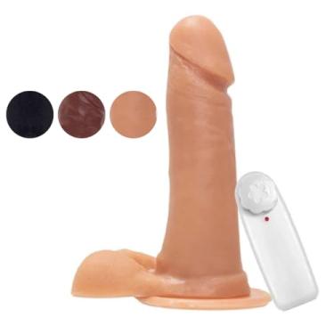 Imagem de Prótese Maciça Vibratória Com Escroto E Ventosa 17 X 3,5Cm Brinquedo Intimo Consolo VVN16 (PRETO)