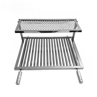 Imagem de Grelha Churrasco Inox com Grelha Dupla Suspensa Fixa | Uruguaia para Churrasqueira(50x50)