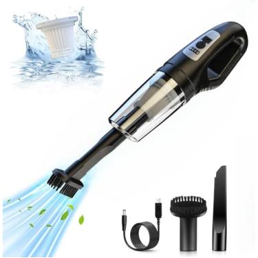 Imagem de BsrFirst Aspirador portátil sem fio, aspirador portátil, aspirador de pó para carro com luz LED e visor de bateria, forte poder de sucção para carro/casa/escritório (preto)