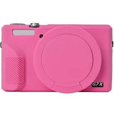 Imagem de Capa protetora para câmera compatível com Canon G7X III Mark III G7X3, bolsa de silicone de ajuste personalizado, armazenamento compacto e leve para transporte (rosa)