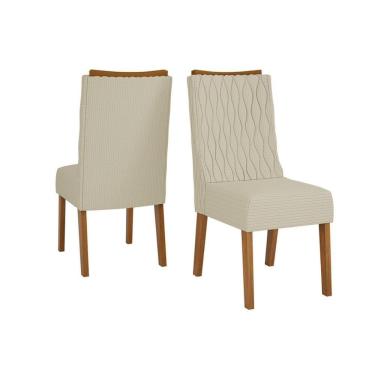 Imagem de Cadeira Sala de Jantar Jade Cedro/Linho Neve - DJ Móveis