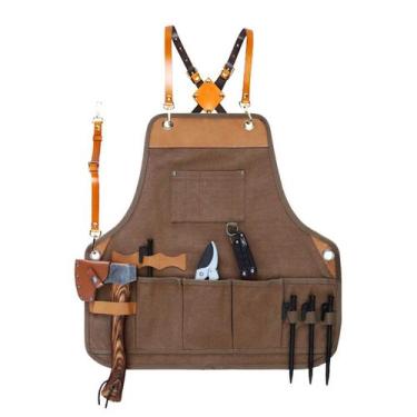 Imagem de Avental de lona curta resistente com bolsos para ferramentas, estilo c
