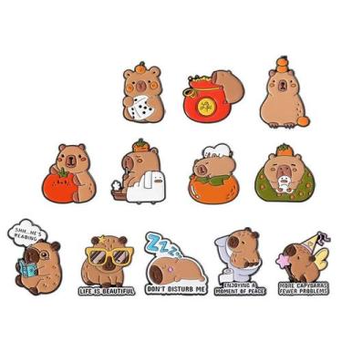 Imagem de Conjunto de broches Capivara Cartoon Animal Lapel Pin Bad - Yiweisai