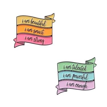 Imagem de Conjunto de broches Colorful I Am Quote Motivational Lapel Pins - Yiwe