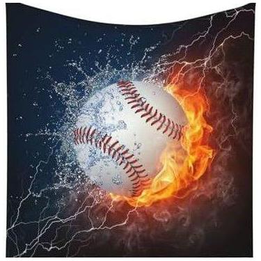 Imagem de Tapeçaria para pendurar na parede, beisebol, fogo e água, 150x130cm - 