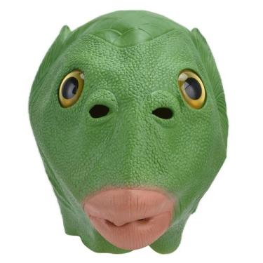 Imagem de Máscaras de cabeça de peixe belupai, traje de Halloween de látex verde