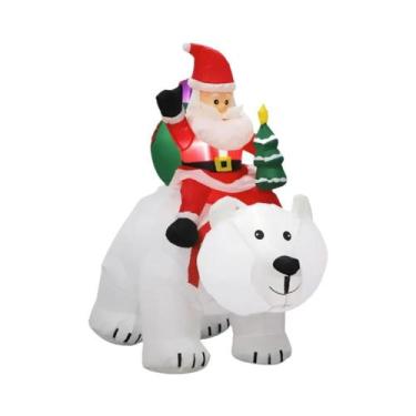 Imagem de Papai Noel Inflável Grande Com Luzes LED Para Decorações De Jardim E Q