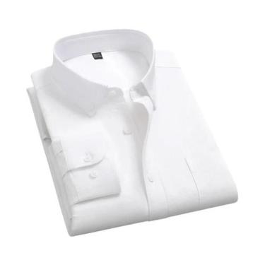 Imagem de Camisa Social Clássica Masculina Oxford Listrada De Manga Longa 100% A