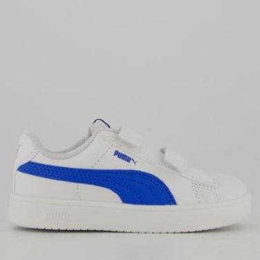 Imagem de Tênis Puma Rickie Classic V Infantil Branco e Azul-Unissex