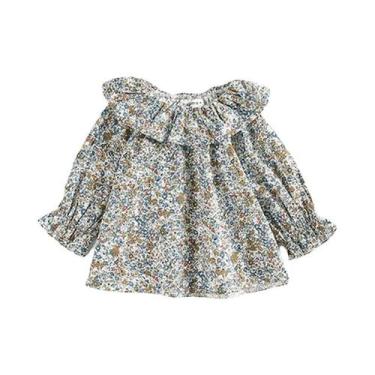 Imagem de Blusa De Renda De Algodão Com Mangas Longas Para Meninas De 0 a 24 Mes