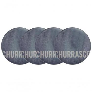 Imagem de Conjunto De Pratos Raso Tramontina Churrasco Stone 4 Peças Em Porcelan