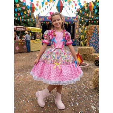 Imagem de Vestido Marie Junino Quermesse de Luxo Pink para Festas Juninas, Persi