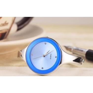 Imagem de Relógio Feminino Bracelete Aço Inoxidável Redondo - GeekThink, Azul