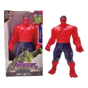 Imagem de Boneco Hulk Vermelho Fala Som Luz 30cm Avengers Heroes Articulado