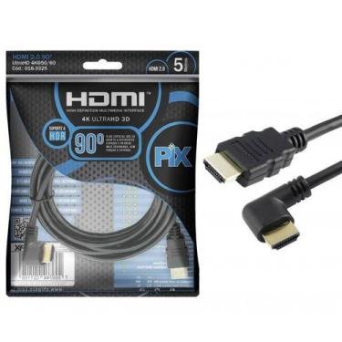 Imagem de Cabo Hdmi 2.0 90 Graus 4K Hdr 19P 5M Pix Gold, Preto