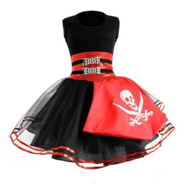 Imagem de Fantasia Pirata Vestido Feminino Bebê Carnaval e Halloween - Fantasias